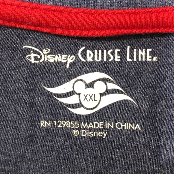 Disney Cruise Line T Shirt Mens XXL Navy Red Fantasy Graphic Short Sleeve Logo - Picture 4 of 5